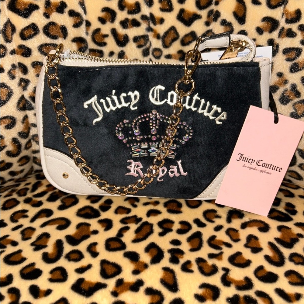 Juicy Couture Black and Cream Shoulder Bag with Iconic Logo